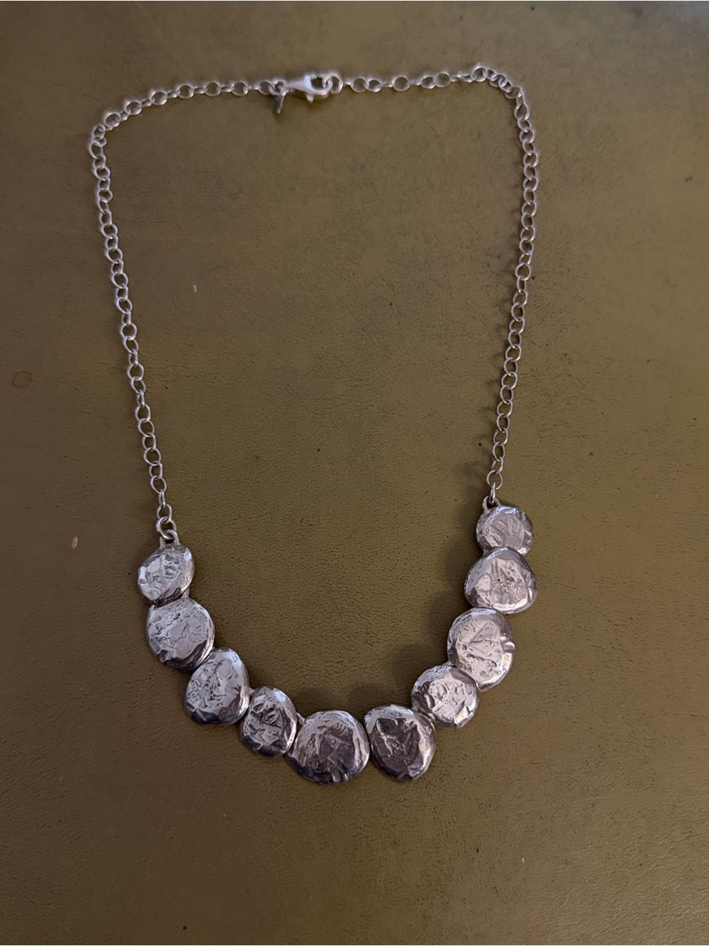 Silpada Silver Textured Disc Bib Necklace